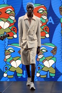LONDON, ENGLAND - JUNE 11: A model walks the runway at the Labrum London show during London Fashion Week June 2022 on June 11, 2022 in London, England. (Photo by Kate Green/BFC/Getty Images for BFC)