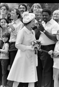 Queen Elizabeth II during a visit to Arlington National Cemetery in Arlington, Virginia, on July 7, 1976.