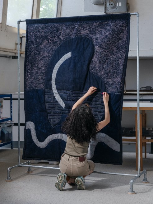 Greek artist Athena Gronti is the latest young talent to turn G-Star Raw denim waste and deadstock into an art object.