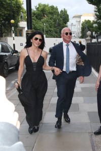 Lauren Sanchez, Jeff Bezos, Tom Cruise, London, The 22, gown, black gown, mules, leather mules, black mules, heeled mules, pointed mules