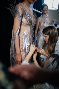 Backstage at Iris van Herpen Couture Fall 2022