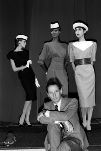 Marc Bohan's celebrates his 25th anniversary at Dior. Portrait of designer Marc Bohan and models. Marc Bohan discontinues designing ready to wear until 1986.