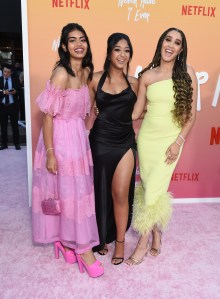 Megan Suri, Maitreyi Ramakrishnan and Lee Rodriguez at the Los Angeles premiere of "Never Have I Ever" Season 3 held at Regency Village Theatre on August 11, 2022 in Los Angeles, California