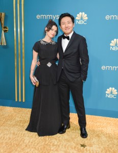 Hiro Murai (R) on the 2022 Emmy Awards red carpet.