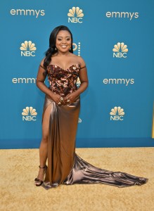 Quinta Brunson on the 2022 Emmy Awards red carpet.
