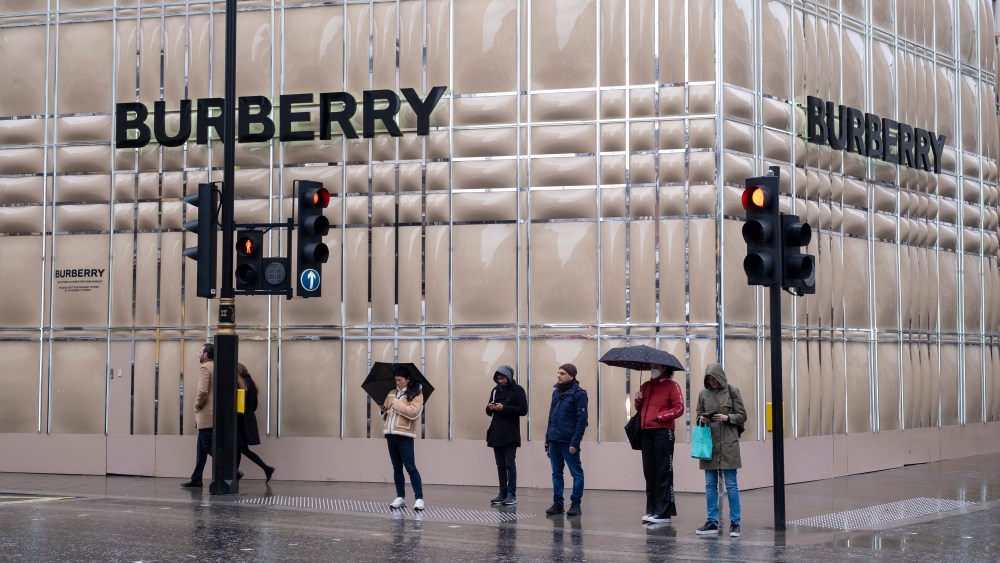 The hoarding covering Burberry's Bond Street store in London.