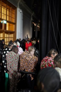 Backstage at Richard Quinn RTW Spring 2023