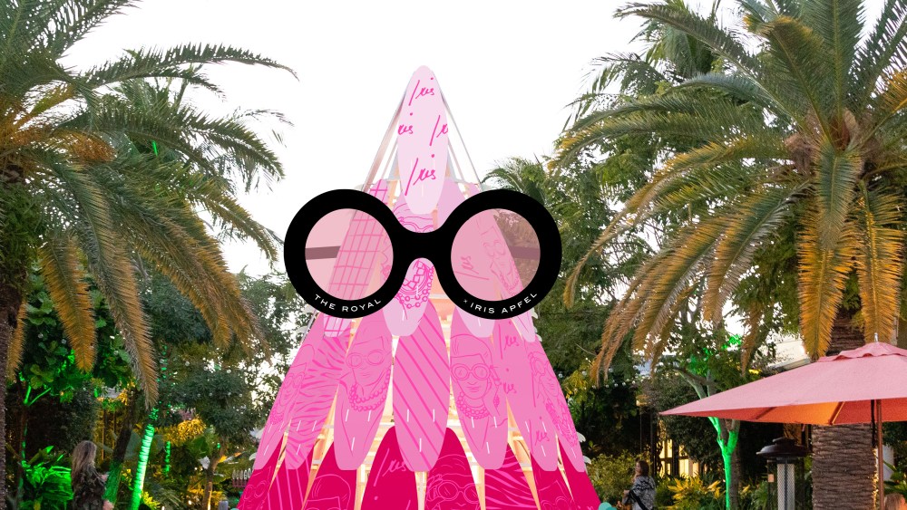 A mock-up of Iris Apfel's surfboard Christmas tree for The Royal Poinciana Plaza.