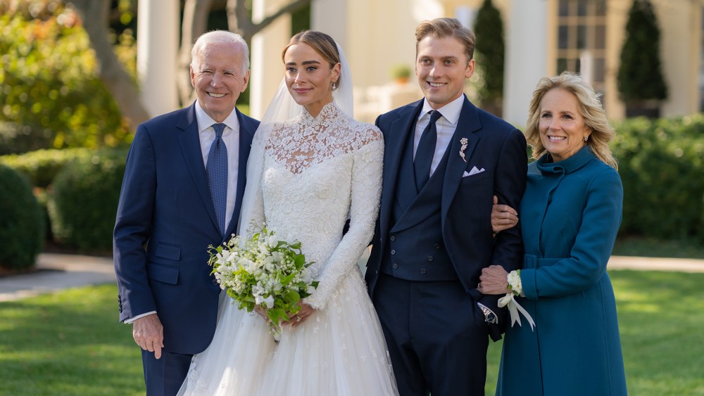 President Joe Biden and First Lady Jill Biden attend the wedding of Peter Neal and Naomi Biden Neal on the South Lawn of the White House on November 19, 2022