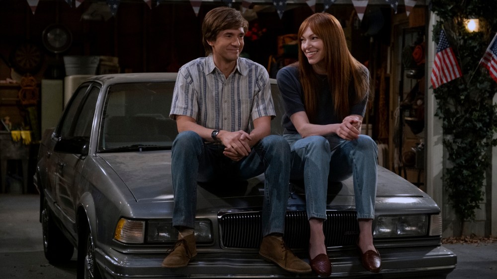 Topher Grace as Eric Forman and Laura Prepon as Donna Pinciotti "That ‘90s Show." new shows on streaming platforms and netflix in january 2023