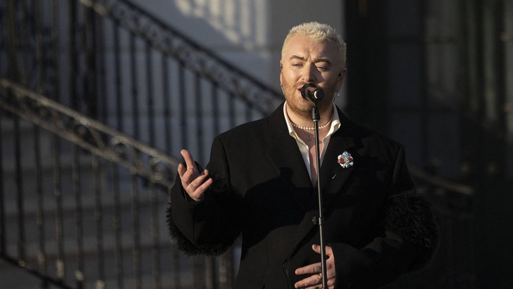 United States President Joe Biden makes remarks as he hosts a ceremony to sign the Respect for Marriage Act on the South Lawn of the White House in Washington, DC on Tuesday, December 13, 2022. Credit: Chris Kleponis / Pool via CNP. 13 Dec 2022 Pictured: Musician Sam Smith sings before United States President Joe Biden hosts a ceremony to sign the Respect for Marriage Act on the South Lawn of the White House in Washington, DC on Tuesday, December 13, 2022. Credit: Chris Kleponis / Pool via CNP. Photo credit: Chris Kleponis - Pool via CNP / MEGA TheMegaAgency.com +1 888 505 6342 (Mega Agency TagID: MEGA925991_035.jpg) [Photo via Mega Agency]