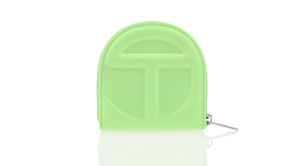 Telfar's first wallet design in "double mint."