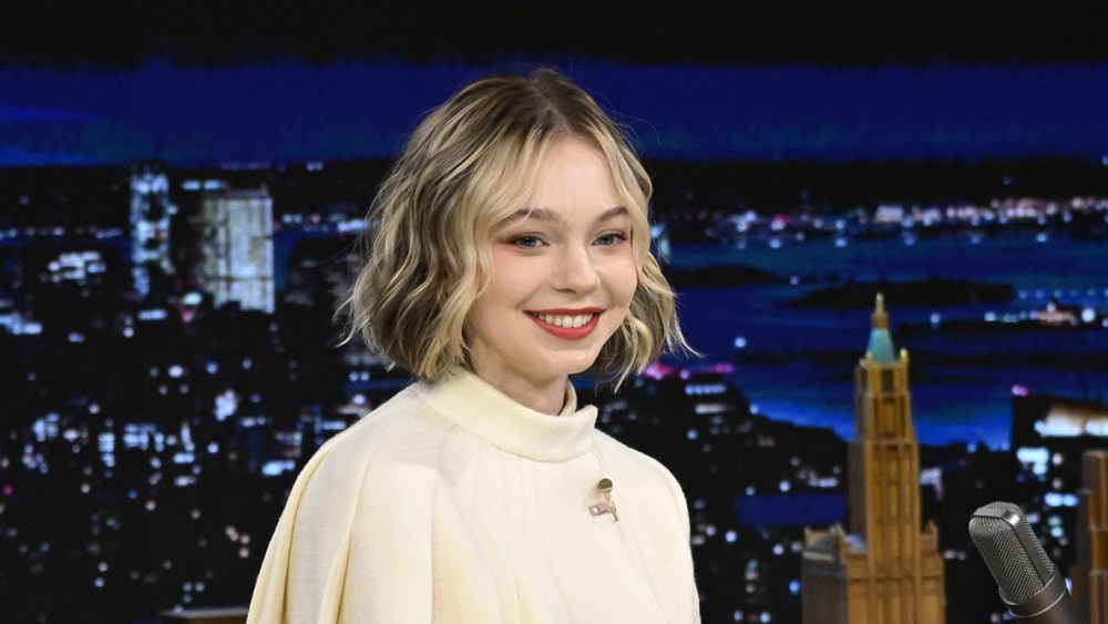 THE TONIGHT SHOW STARRING JIMMY FALLON -- Episode 1770 -- Pictured: Actress Emma Myers during an interview on Wednesday, January 4, 2023 -- (Photo by: Todd Owyoung/NBC via Getty Images)