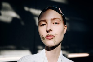 Backstage Beauty at Thom Browne RTW Fall 2023