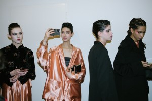 Backstage at Giorgio Armani RTW Fall 2023