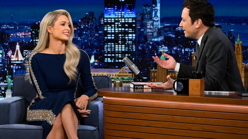 Paris Hilton during an interview with Jimmy Fallon on the March 13 episode of "The Tonight Show Starring Jimmy Fallon."