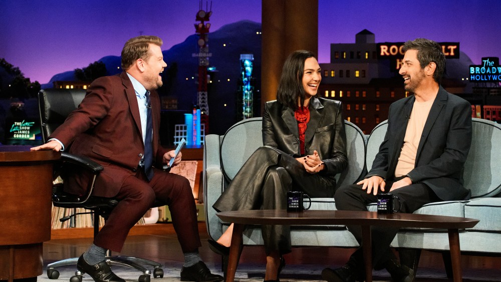 Gal Gadot and Ray Romano on "The Late Late Show with James Corden" on Monday.