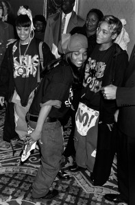 Rozonda "Chili" Thomas, Lisa "Left Eye" Lopez and Tionne "T Boz" Watkins attend Clive Davis pre-grammy party in New York, 1992.