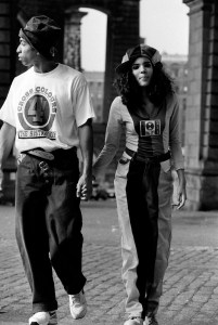 Models wear the Cross Colors Spring 1993 Urban Sportswear Collection.