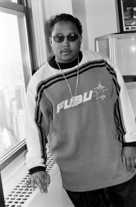 Daymond John, founder, CEO and designer of FUBU at his New York showroom, 1999.
