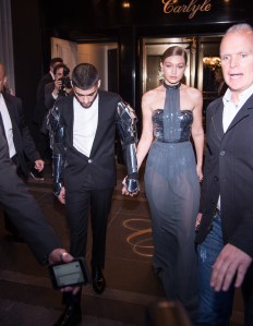 Gigi Hadid and Zayn Malik depart The Carlyle to attend the MET Gala 2016.