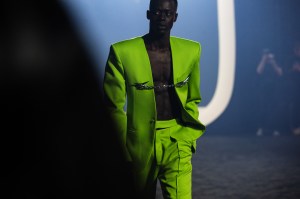 A look from the Mugler H&M collection, shown at the Global Launch Event