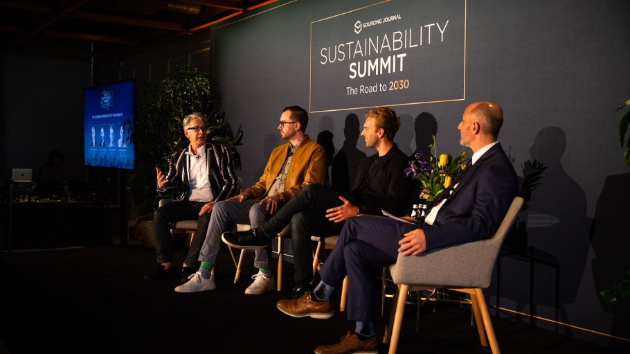 From left: Buxton Midyette, vice president, marketing & promotions, Supima; Earl W. Shank, senior manager, traceability, Tapestry; Ben Tomkins, vice president, retail sales, Oritain; and Peter Sadera, editor-in-chief, Sourcing Journal