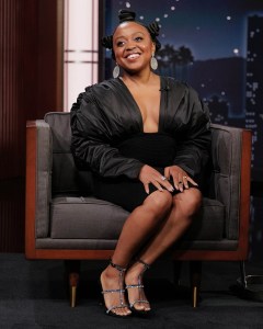 Quinta Brunson, Jimmy Kimmel Live, Herve Leger, Strappy Sandals