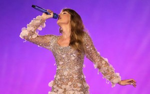 Taylor Swift performs onstage during her "Eras" tour at Raymond James Stadium on April 13, 2023, in Tampa, Fla.