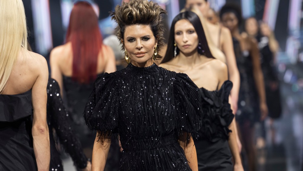 COPENHAGEN, DENMARK - FEBRUARY 02: Lisa Rinna walks the runway at the Rotate show during Copenhagen Fashion Week Autumn/Winter 2023 on February 2, 2023 in Copenhagen, Denmark. (Photo by Matt Jelonek/Getty Images)