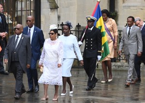 LONDON, ENGLAND - MAY 06: (L-R) King Letsie III of Lesotho and guests attend the Coronation of King Charles III and Queen Camilla on May 06, 2023 in London, England. The Coronation of Charles III and his wife, Camilla, as King and Queen of the United Kingdom of Great Britain and Northern Ireland, and the other Commonwealth realms takes place at Westminster Abbey today. Charles acceded to the throne on 8 September 2022, upon the death of his mother, Elizabeth II. (Photo by Stuart C. Wilson/Getty Images)