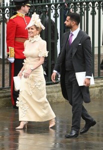 LONDON, ENGLAND - MAY 06: Julie Bishop and guest depart from  the Coronation of King Charles III and Queen Camilla on May 06, 2023 in London, England. The Coronation of Charles III and his wife, Camilla, as King and Queen of the United Kingdom of Great Britain and Northern Ireland, and the other Commonwealth realms takes place at Westminster Abbey today. Charles acceded to the throne on 8 September 2022, upon the death of his mother, Elizabeth II. (Photo by Stuart C. Wilson/Getty Images)