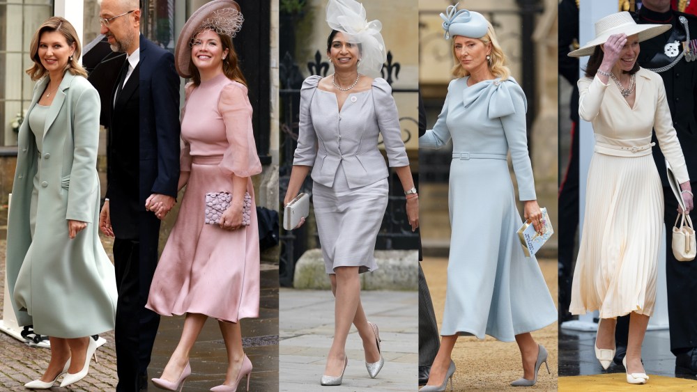 Olena Zelenska, Sophie Trudeau, Suella Braverman, Marie-Chantal, Crown Princess of Greece, and Sarah Chatto arrive at Westminster Abbey for the coronation of King Charles III and Queen Camilla on May 6, 2023 in London.