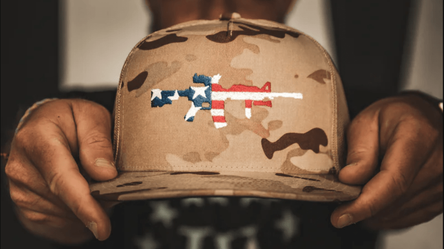 Lions Not Sheep's AR-15 Camo Desert hat sold on the company's website.