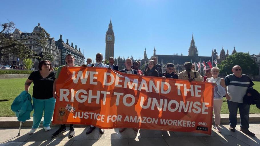 Amazon workers in Coventry, England, continue to strike.