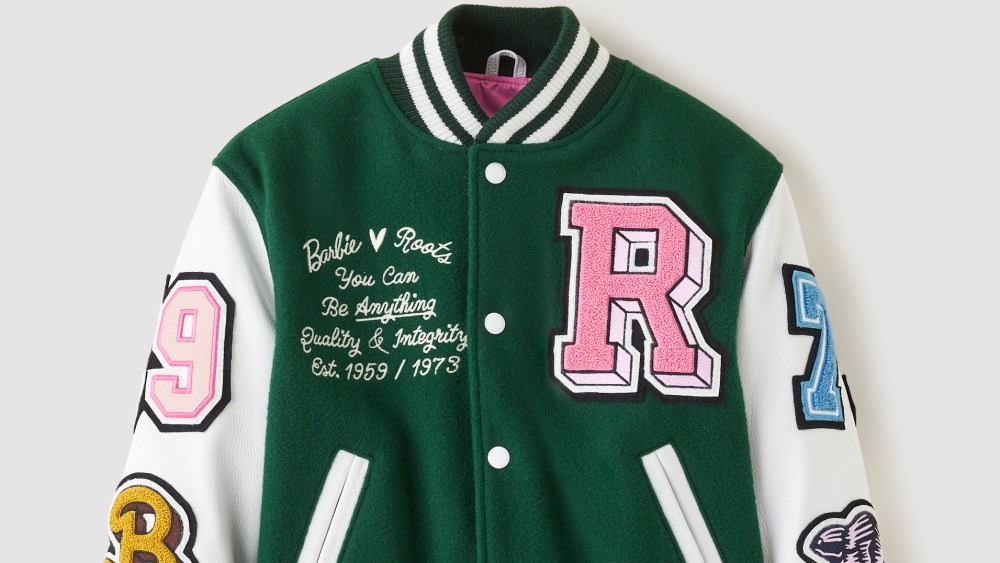 The Barbie x Roots Varsity jacket.