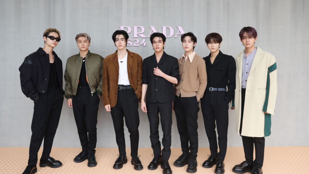Enhypen at the Prada spring 2024 fashion show on Sept. 21 in Milan.