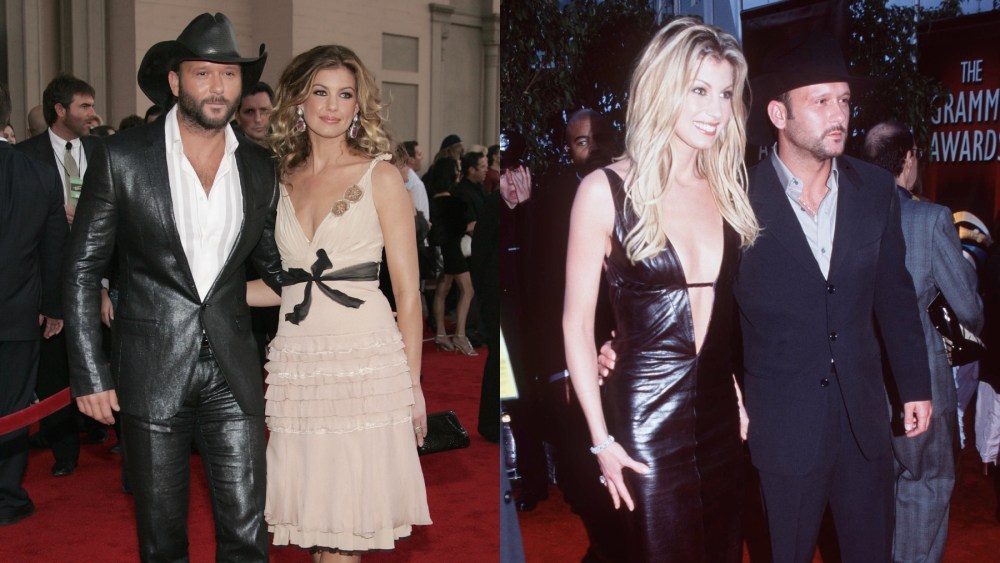 Discover Tim McGraw and Faith Hill's style evolution as a couple, red carpet fashion, tim mcgraw, faith hill, faith hill red carpet dresses, tim mcgraw leather suit