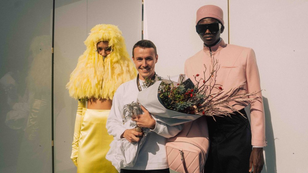 Igor Dieryck and models wearing his winning designs in Hyères.