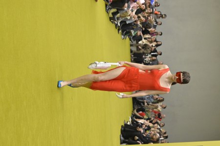 Model on the runway at Gucci Fall 2023 Ready To Wear Fashion Show on February 24, 2023 in Milan, Italy.