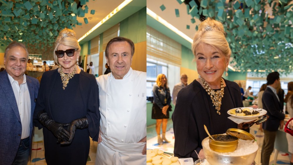 (L-R) New York City Wine & Food Festival founder and executive director Lee Brian Schrager, Martha Stewart and chef Daniel Boulud at the Brunch at the Blue Box Cafe on Oct. 13 in New York City.