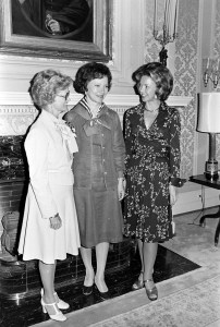 Rosalynn Carter (C) makes a public appearance in Nashville, Tennesse, in September 1976.
