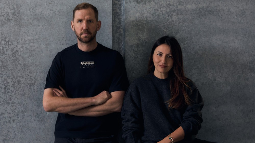 Christopher Raeburn, the newly named Napapijri global creative director, next to brand president Silvia Onofri.