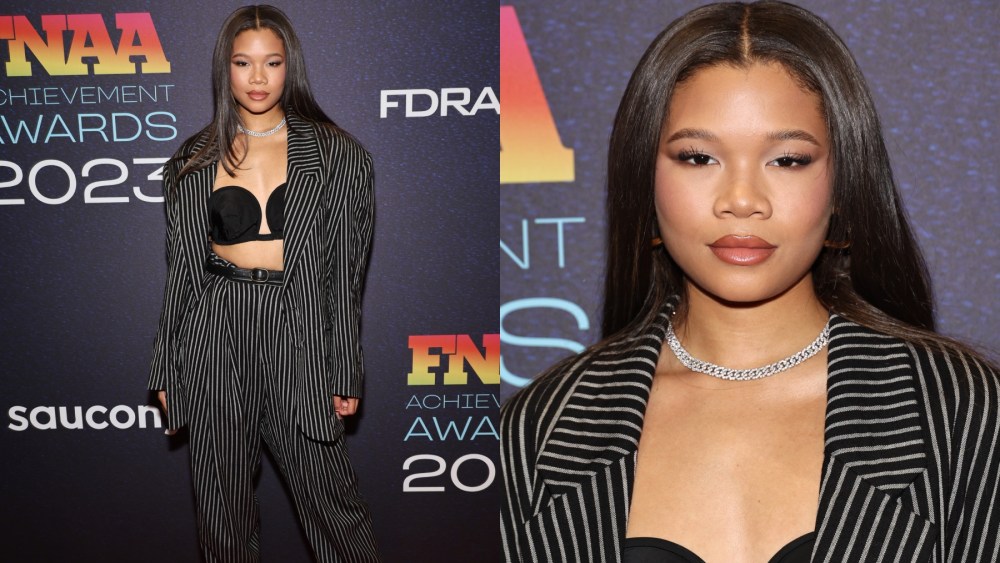 Storm Reid, Marc Jacobs suit, fnaa, red carpet,