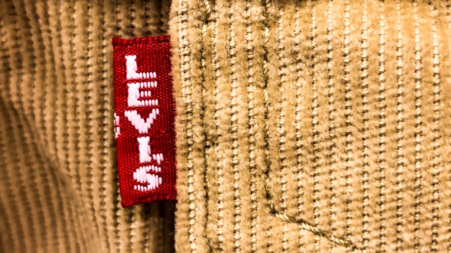 The Levi's red tab on a pair of pants.