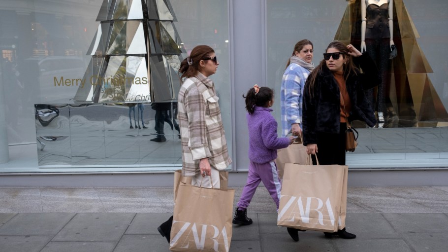 Shoppers with Zara bags out on Oxford Street in London.