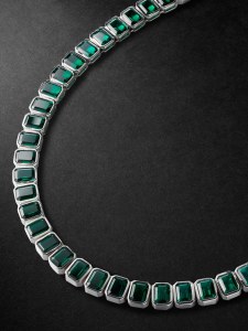 42 Suns Green Emerald Necklace 14K White Gold 44cm