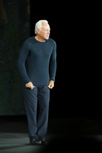 The designer at the Spring 2003 Giorgio Armani show in Milan.