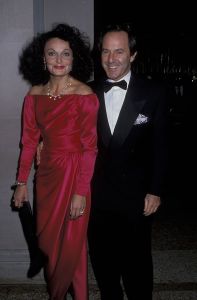 Diane von Furstenberg and Mort Zuckerman during Annual Costume Institute Gala Exhibition - December 4, 1989 at Metropolitan Museum of Art in New York City, New York, United States. (Photo by Ron Galella, Ltd./Ron Galella Collection via Getty Images)