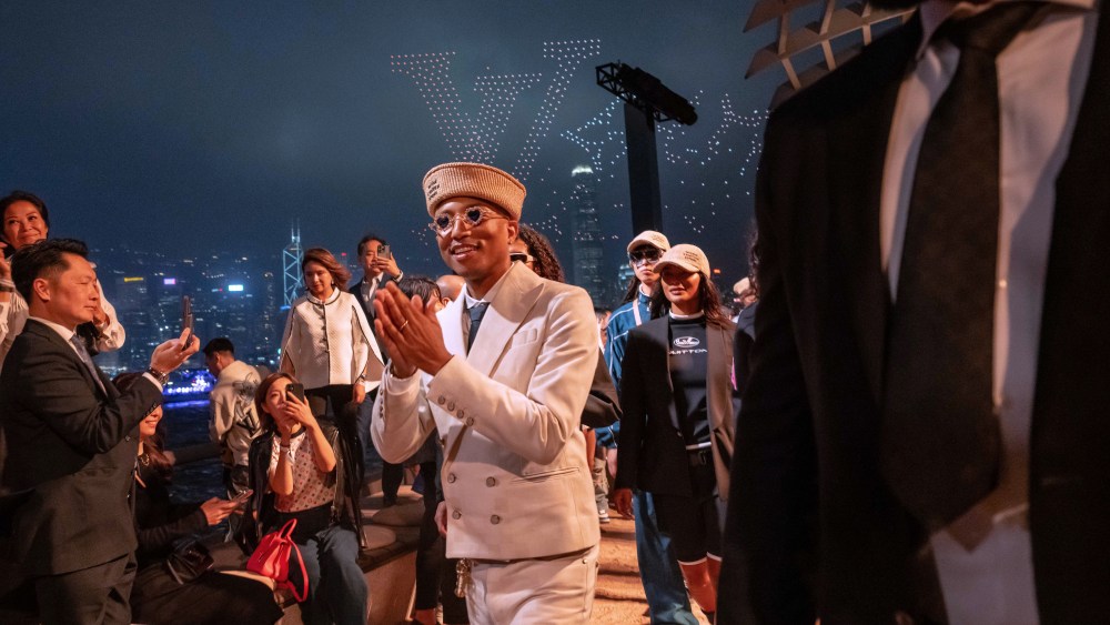 Pharrell Williams took his bow at the Louis Vuitton men's pre-fall 2024 fashion show on November 30, 2023 in Hong Kong, China.
